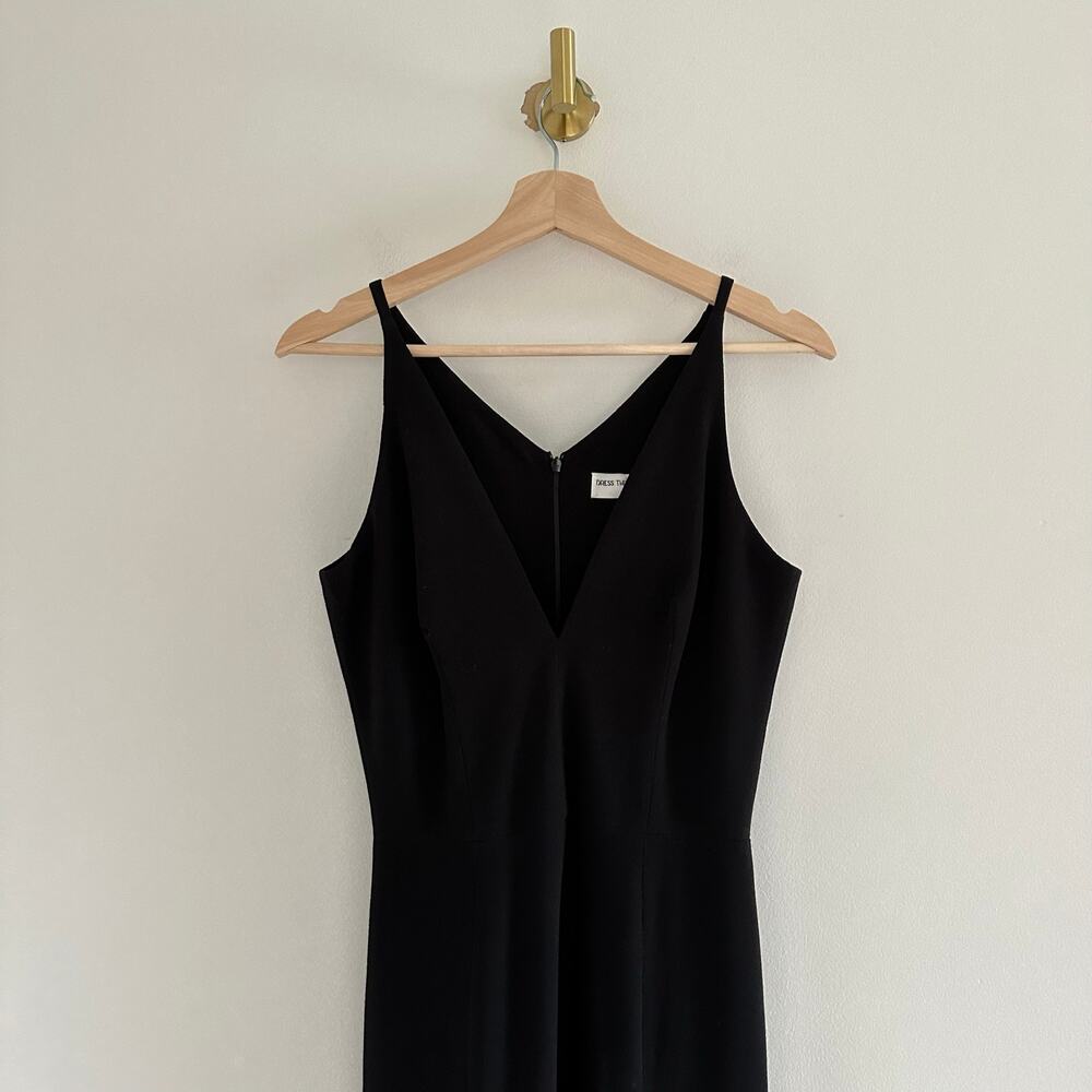 Dress The Population Iris Crepe Plunge V-Neck High Slit Sleeveless Gown Black 6 - Picture 6 of 12